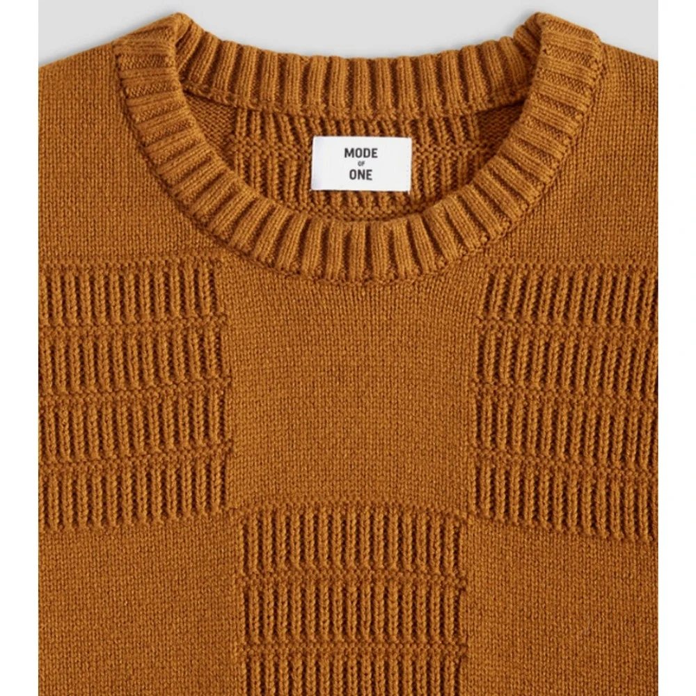 Mode of One Men's Long-Sleeve Relaxed-Fit Sweater French Vicuna Size L